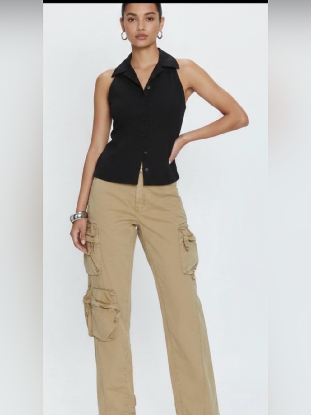 Pistola high waist Beige Cargo Utility Pants